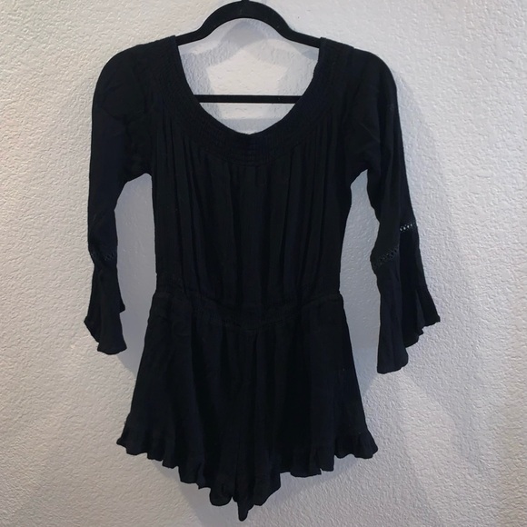 Cute Front Tie, Off Shoulder, Elastic Waist Romper/Cover Up - Picture 2 of 5
